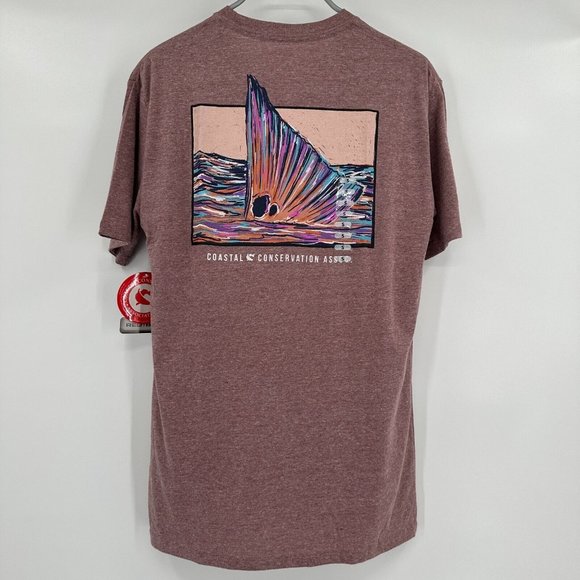 CCA Maroon Redfish Tail Short Sleeve T-Shirt S Men's Coastal Conservation Assn - Picture 5 of 5